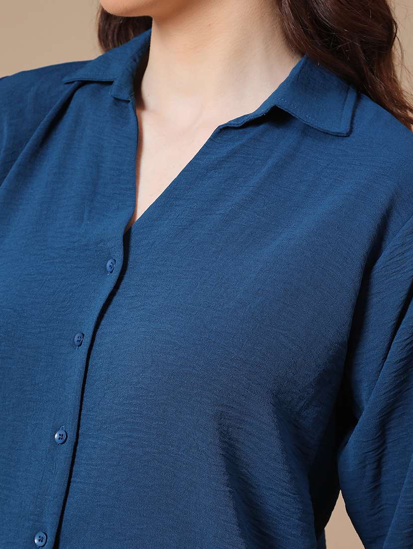 Teal Cotton Boxy Shirt - 22323611 -  Standard Image - 1