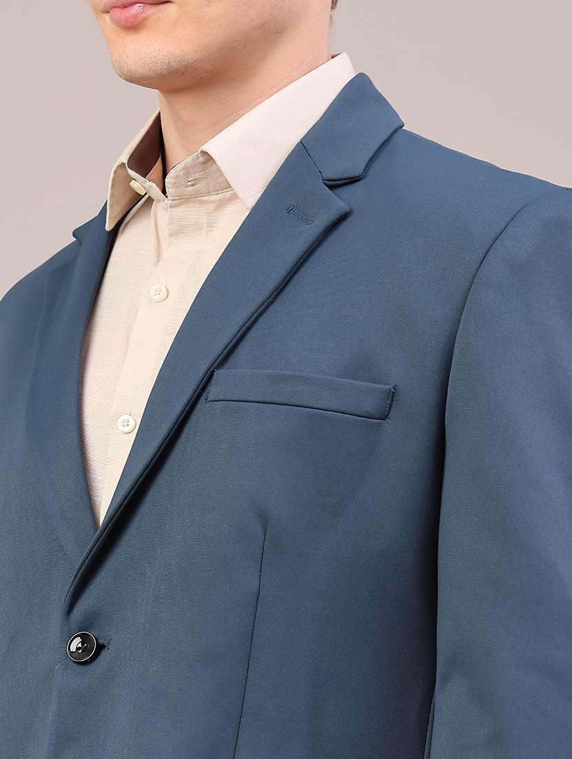 men solid lapel collar single breasted formal blazer - 22323645 -  Standard Image - 1