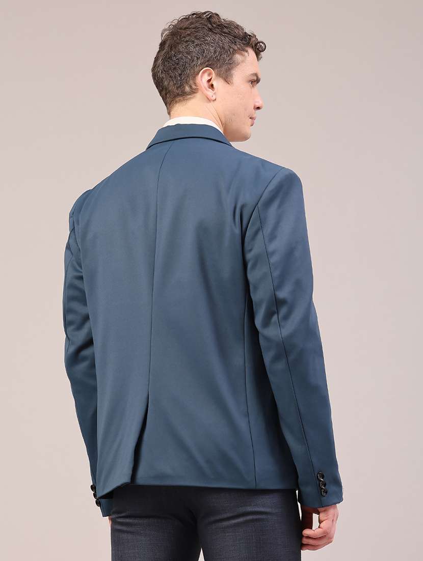 men solid lapel collar single breasted formal blazer - 22323645 -  Standard Image - 4