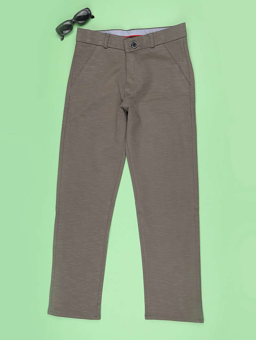 boys solid mid rise slim fit chinos - 22323653 -  Standard Image - 1