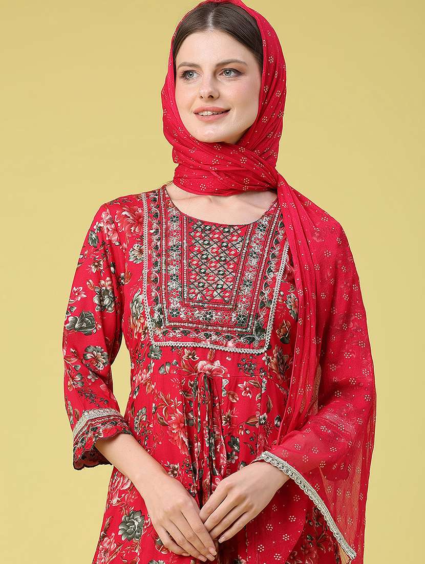 women printed three quarter sleeves kurta and sharaar set - 22323669 -  Standard Image - 1