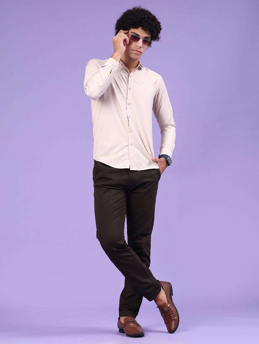Men Olive Cotton Chinos Casual Trouser - 22323864 -  Standard Image - 4