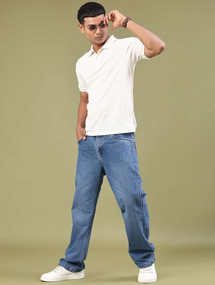 men washed mid rise full length straight fit jeans - 22323955 -  Standard Image - 4