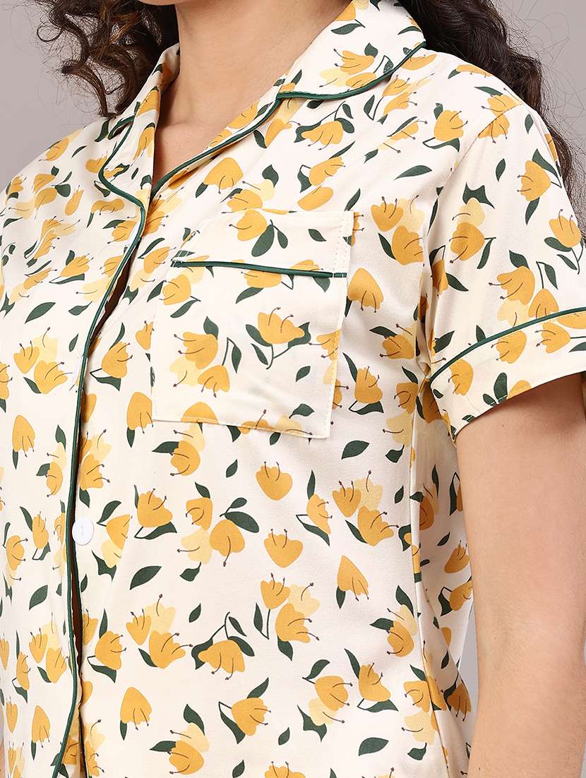 women printed short sleeve pyjama set nightwear - 22324015 -  Standard Image - 1