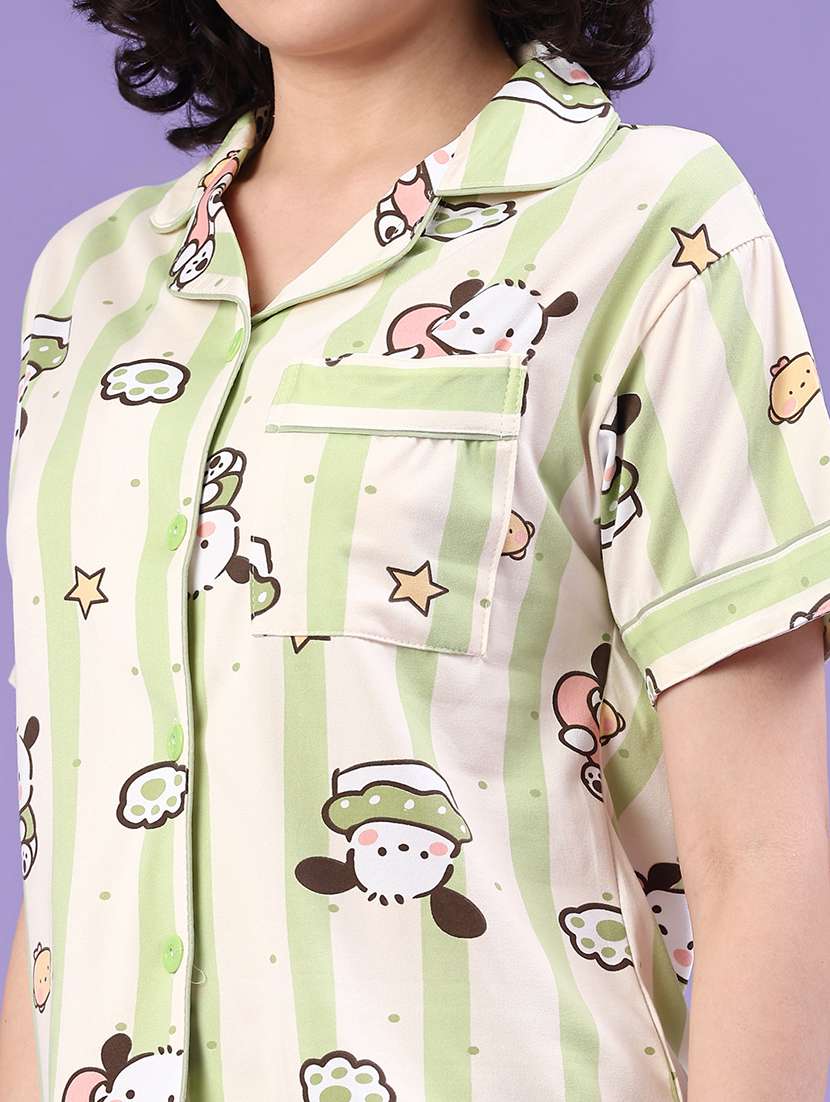 women printed short sleeve pyjama set nightwear - 22324019 -  Standard Image - 1