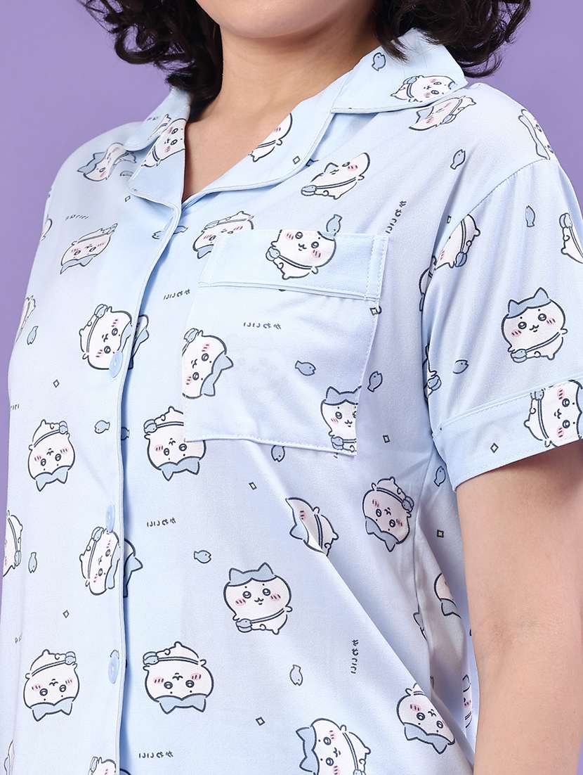 women printed short sleeve pyjama set nightwear - 22324020 -  Standard Image - 1