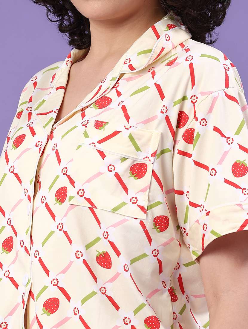 women printed short sleeve pyjama set nightwear - 22324022 -  Standard Image - 1