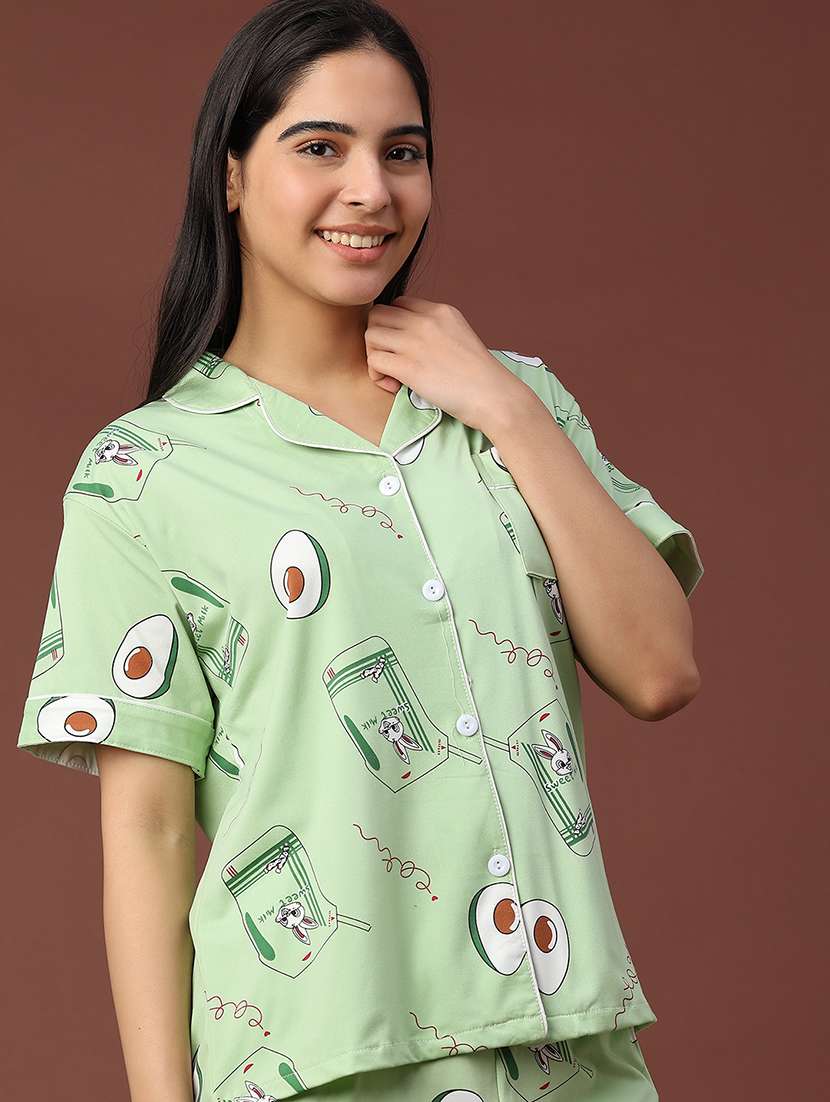 women printed short sleeve pyjama set nightwear - 22324025 -  Standard Image - 1