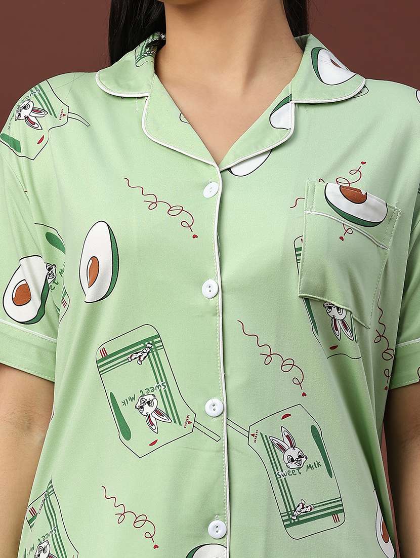 women printed short sleeve pyjama set nightwear - 22324025 -  Standard Image - 4