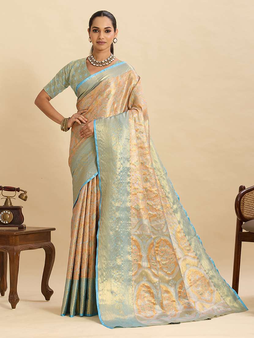 women self design banarasi saree with blouse