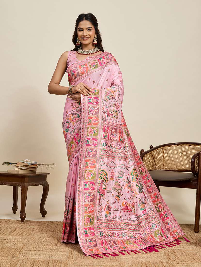 women self design banarasi saree with blouse