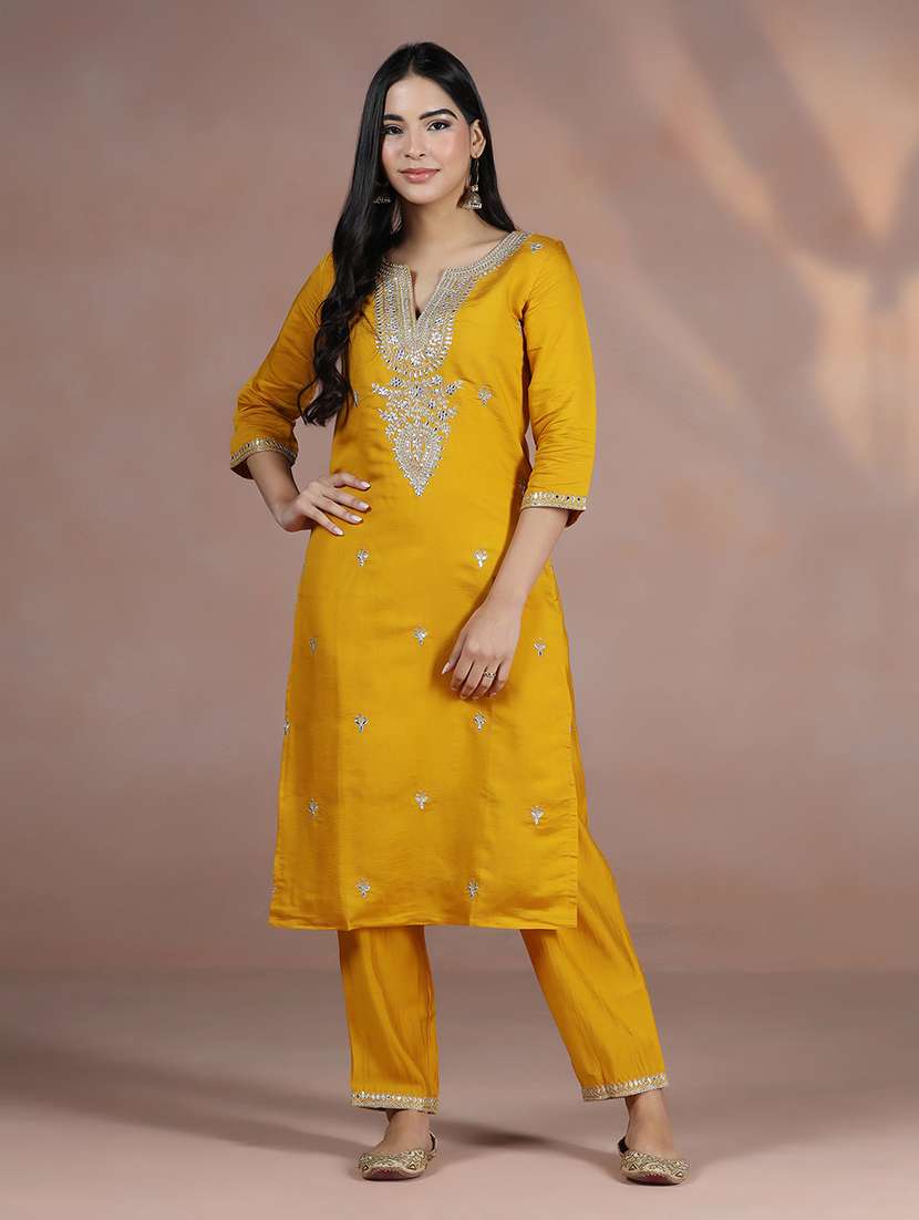 women mustard suit set - 22324121 -  Standard Image - 6