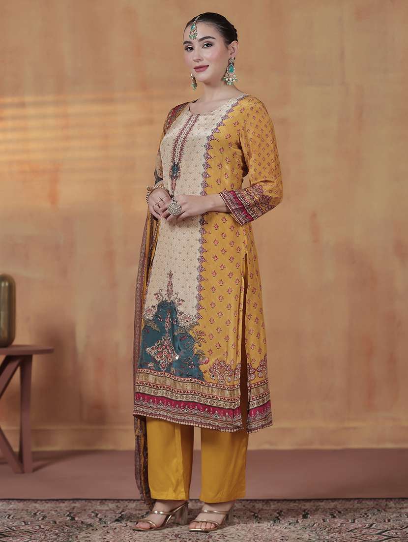 women printed round neck kurta pant with dupatta set - 22324131 -  Standard Image - 1