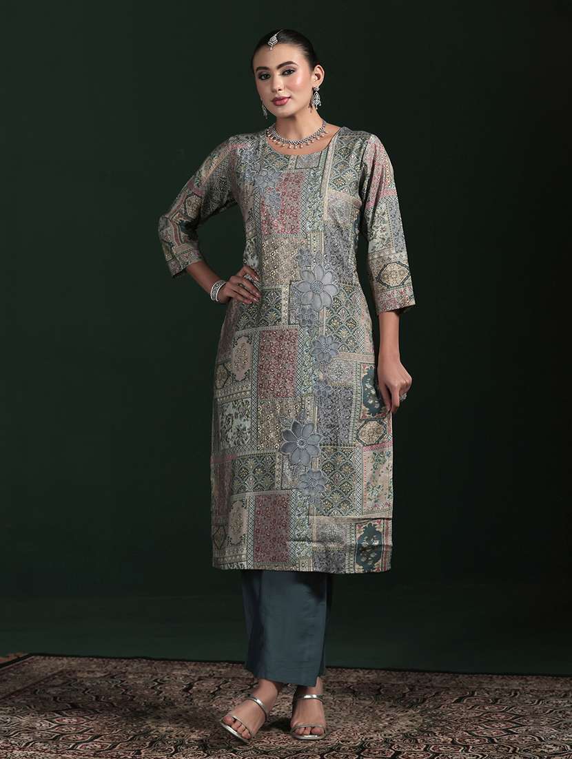 women printed round neck kurta pant with dupatta set - 22324138 -  Standard Image - 1