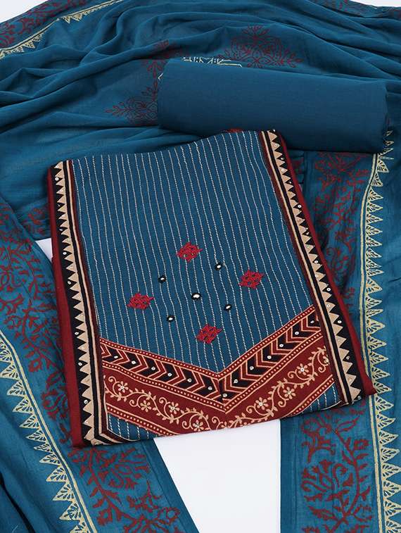 women solid unstitched suit set