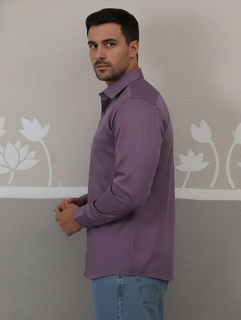 Men Solid Long Sleeve Regular Fit Casual Shirt - 22324284 -  Standard Image - 1