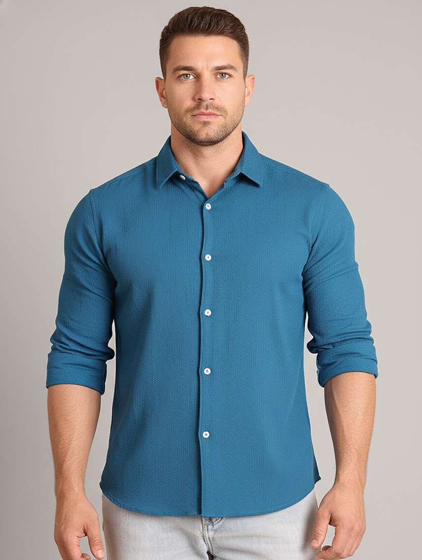 men solid long sleeve regular fit casual shirt