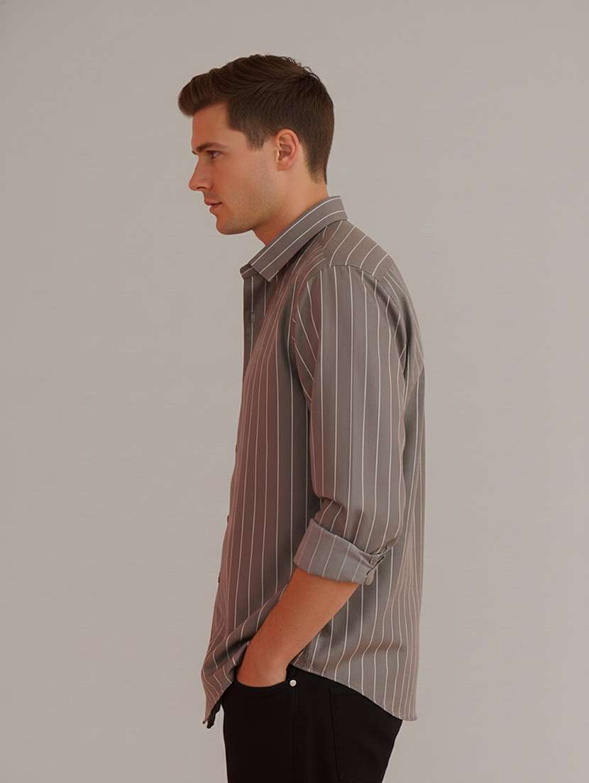 men striped long sleeve regular fit casual shirt - 22324323 -  Standard Image - 1