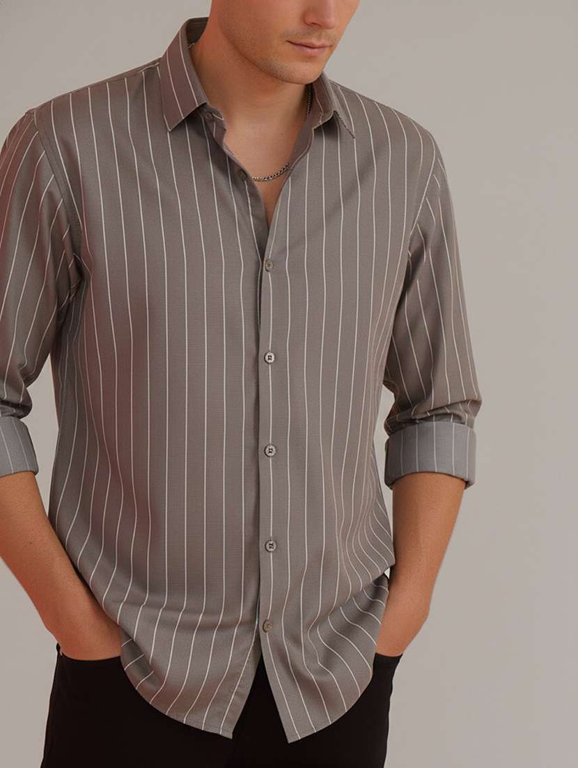 men striped long sleeve regular fit casual shirt - 22324323 -  Standard Image - 4