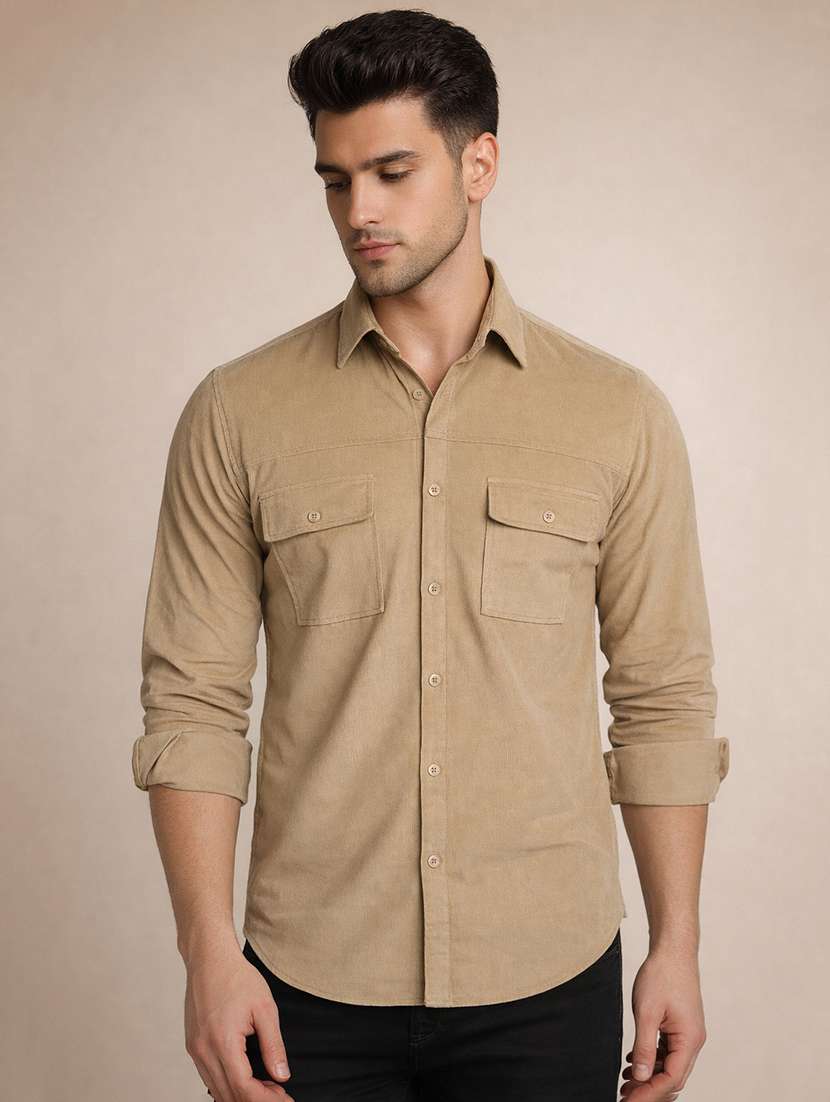 men solid long sleeve regular fit casual shirt