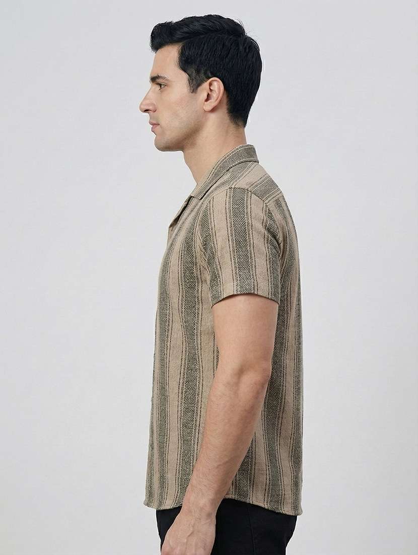 men striped short sleeve regular fit casual shirt - 22324336 -  Standard Image - 1