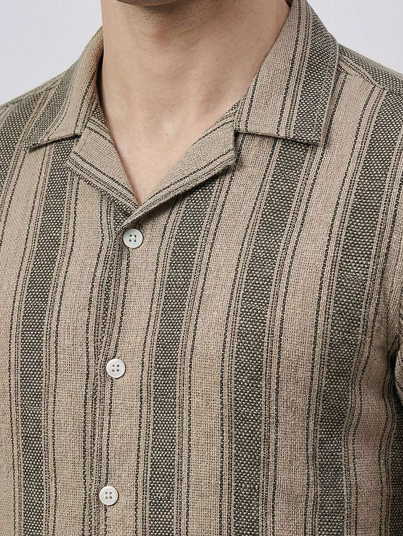 men striped short sleeve regular fit casual shirt - 22324336 -  Standard Image - 4