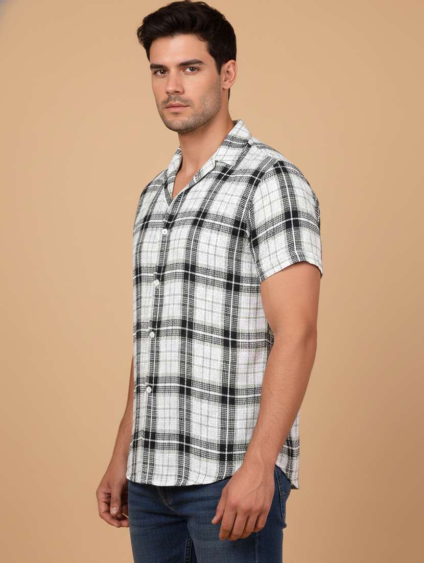 men checkered short sleeve regular fit casual shirt - 22324343 -  Standard Image - 1