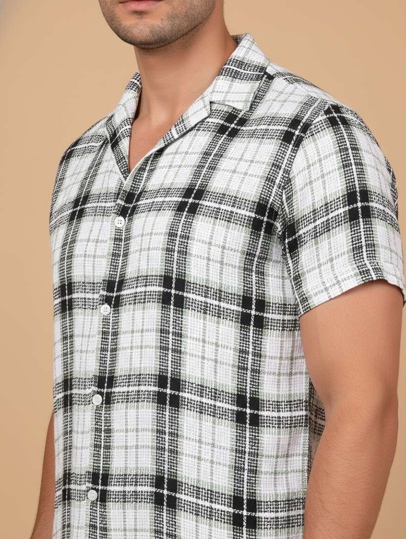men checkered short sleeve regular fit casual shirt - 22324343 -  Standard Image - 4