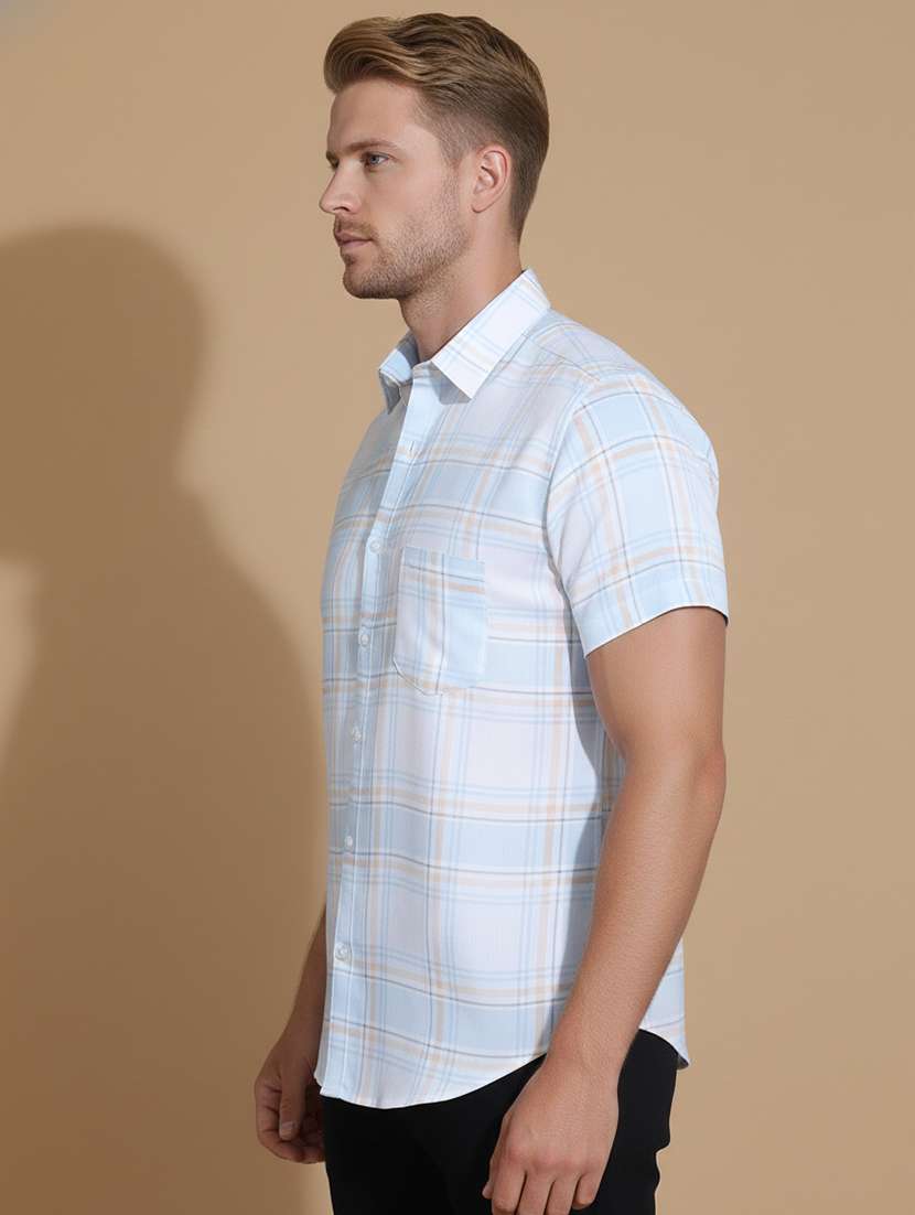 men checkered short sleeve regular fit casual shirt - 22324347 -  Standard Image - 1