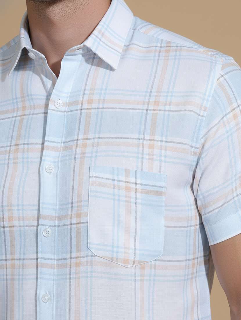 men checkered short sleeve regular fit casual shirt - 22324347 -  Standard Image - 4