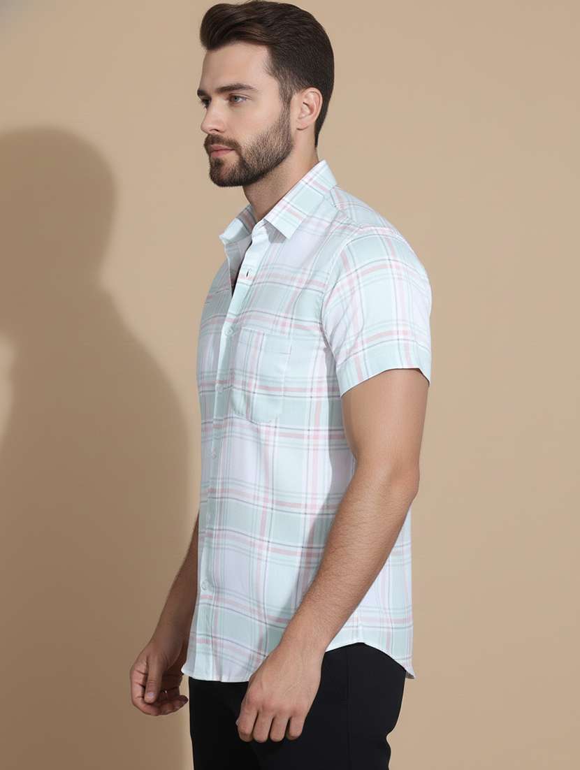 men checkered short sleeve regular fit casual shirt - 22324348 -  Standard Image - 1