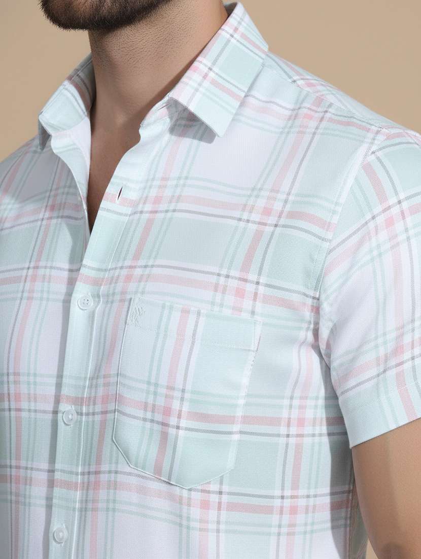 men checkered short sleeve regular fit casual shirt - 22324348 -  Standard Image - 4