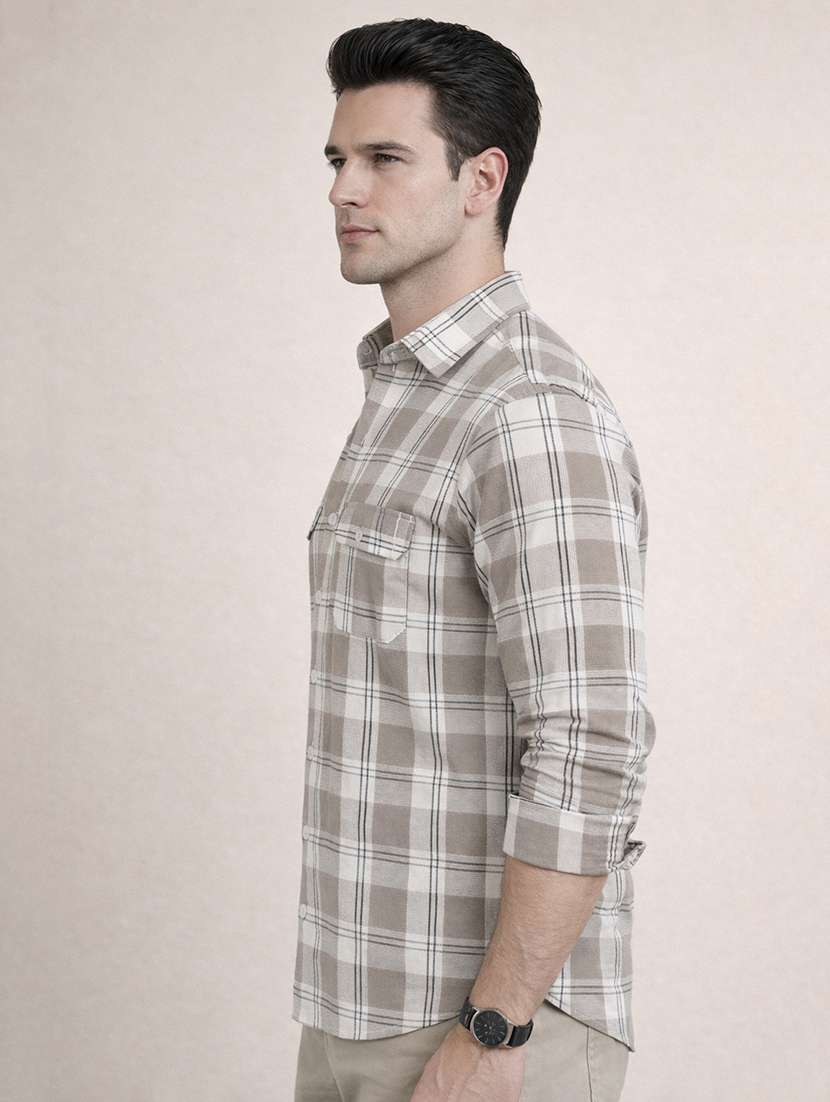 men checkered long sleeve regular fit casual shirt - 22324350 -  Standard Image - 1