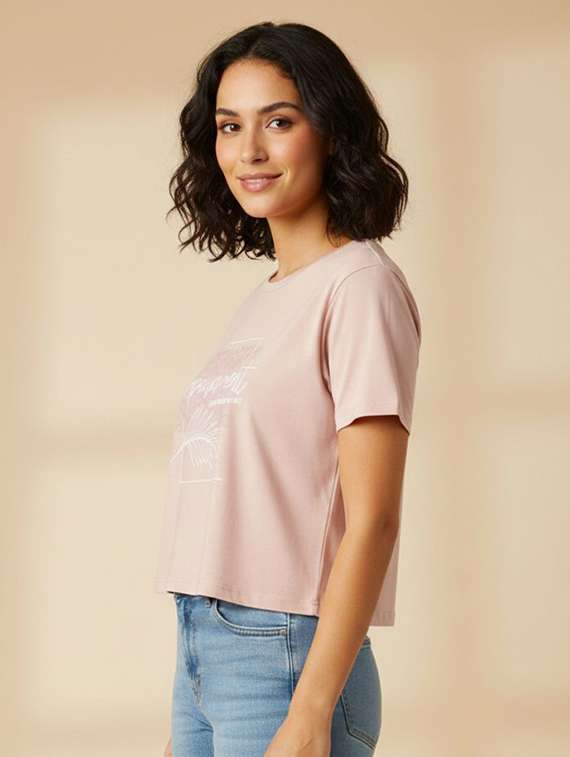 women printed short sleeve crop t-shirt - 22324400 -  Standard Image - 1