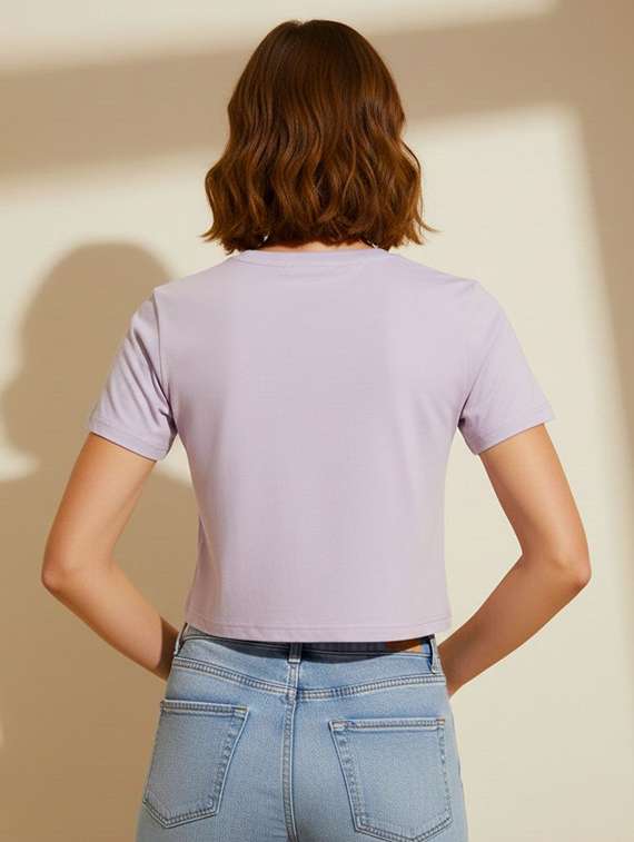 women printed short sleeve crop t-shirt - 22324401 -  Standard Image - 4