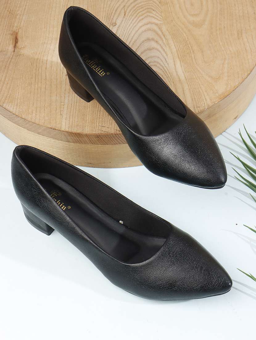 women solid slip on pump