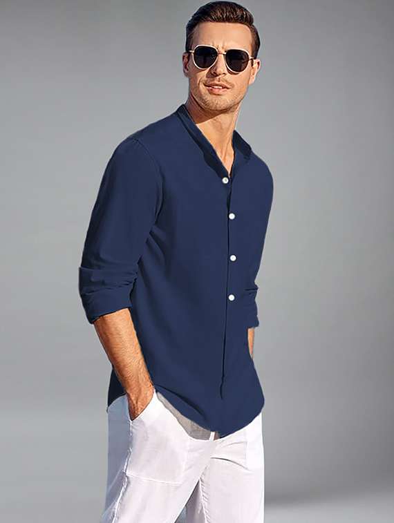 men solid long sleeve regular fit casual shirt - 22324523 -  Standard Image - 1
