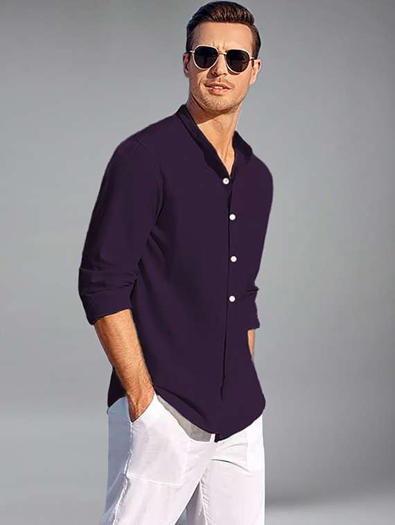 men solid long sleeve regular fit casual shirt - 22324525 -  Standard Image - 1