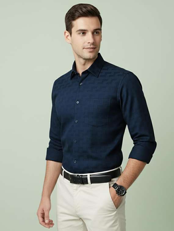 men self design long sleeve regular fit formal shirt - 22324685 -  Standard Image - 1