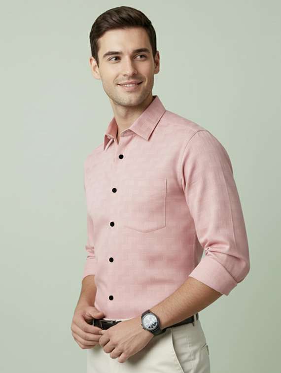Men Self Design Long Sleeve Regular Fit Formal Shirt - 22324686 -  Standard Image - 1