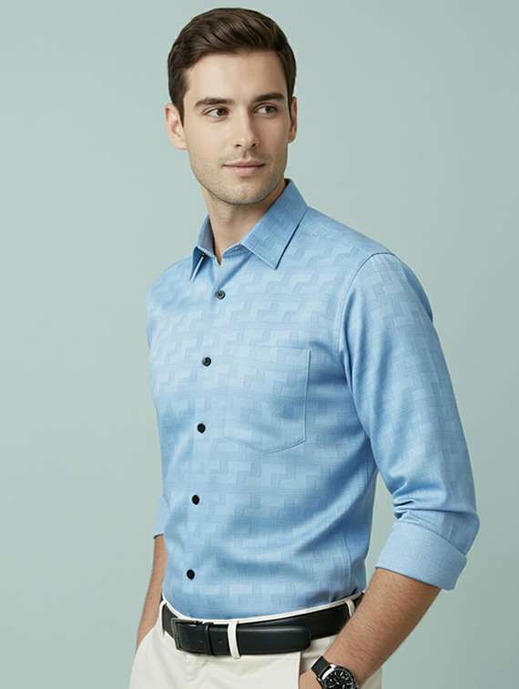 men self design long sleeve regular fit formal shirt - 22324688 -  Standard Image - 1