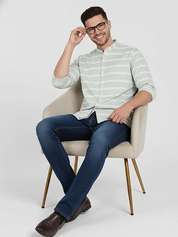 men striped long sleeve regular fit casual shirt - 22324722 -  Standard Image - 4