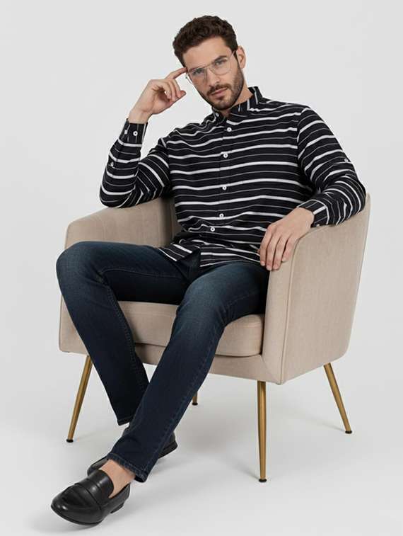 men striped long sleeve regular fit casual shirt - 22324725 -  Standard Image - 4