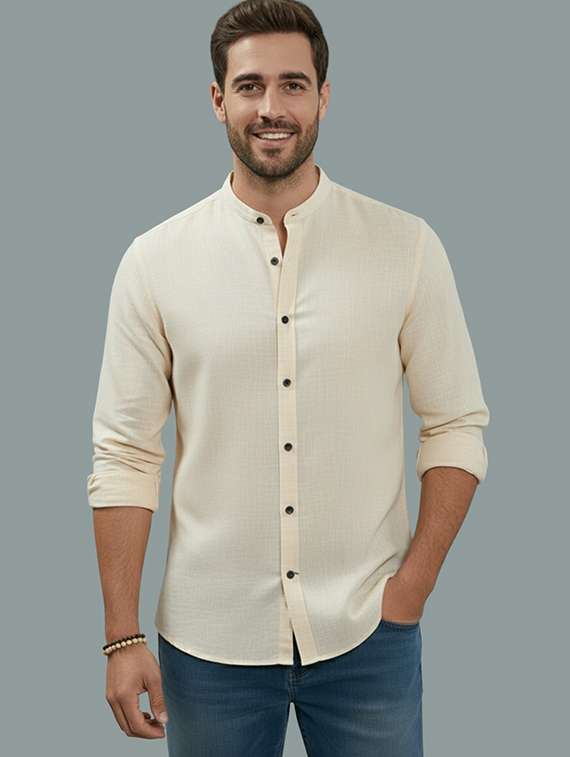 men solid long sleeve regular fit casual shirt