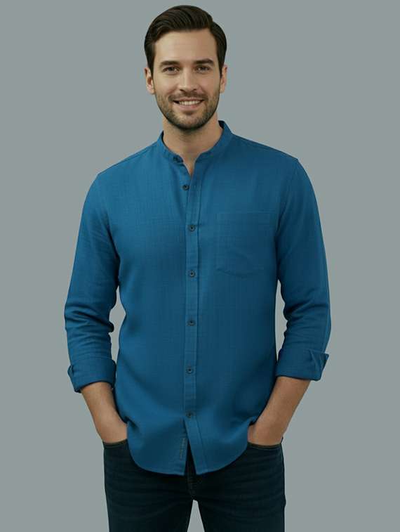 men solid long sleeve regular fit casual shirt