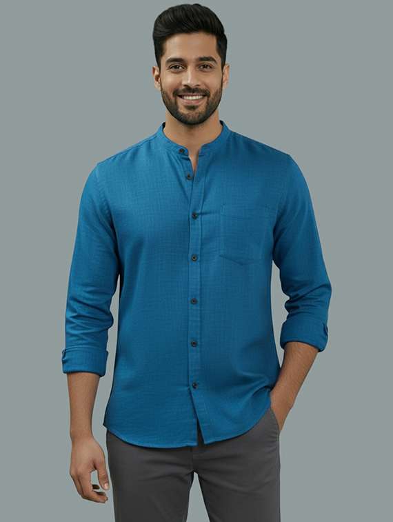 men solid long sleeve regular fit casual shirt