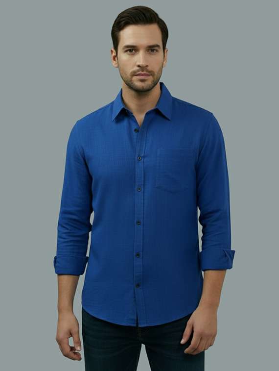 men solid long sleeve regular fit casual shirt