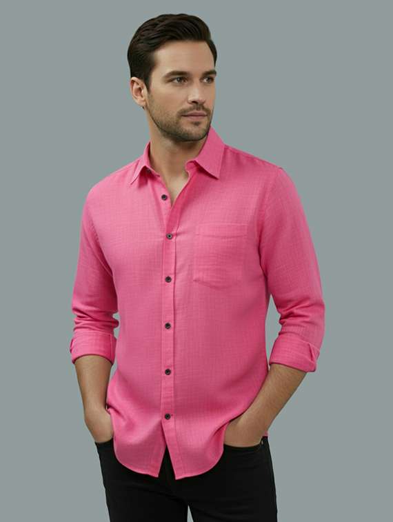 men solid long sleeve regular fit casual shirt