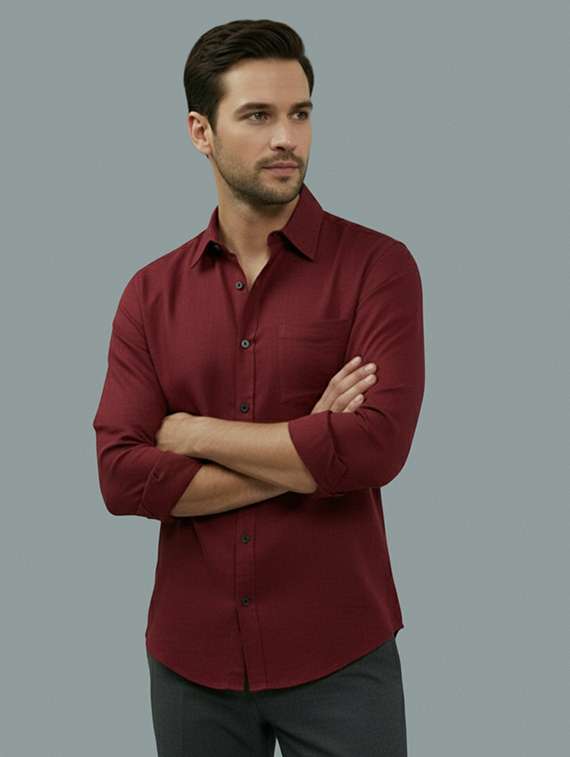 men solid long sleeve regular fit casual shirt