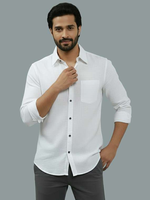 men solid long sleeve regular fit casual shirt